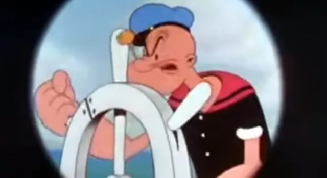 Marynarz Popeye w kadrze z filmu animowanego Popeye the Sailor Meets Sindbad the Sailor z 1936 roku